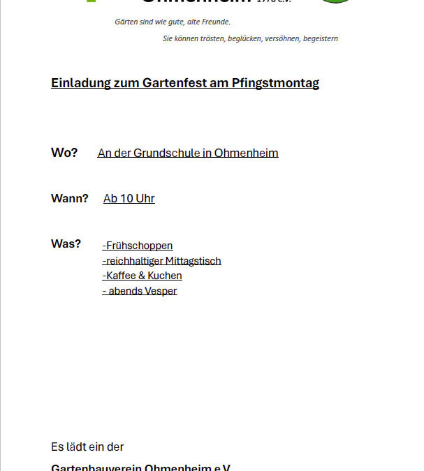 Gartenfest beim GV Ohmenheim am 09.06.25